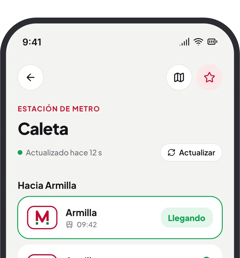 Próximos trenes de una estación de metro, en cada sentido
