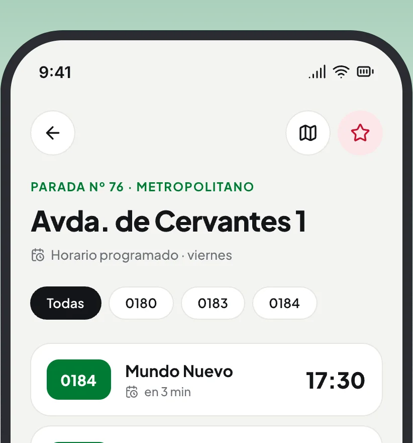 Horario de una parada de autobús metropolitano